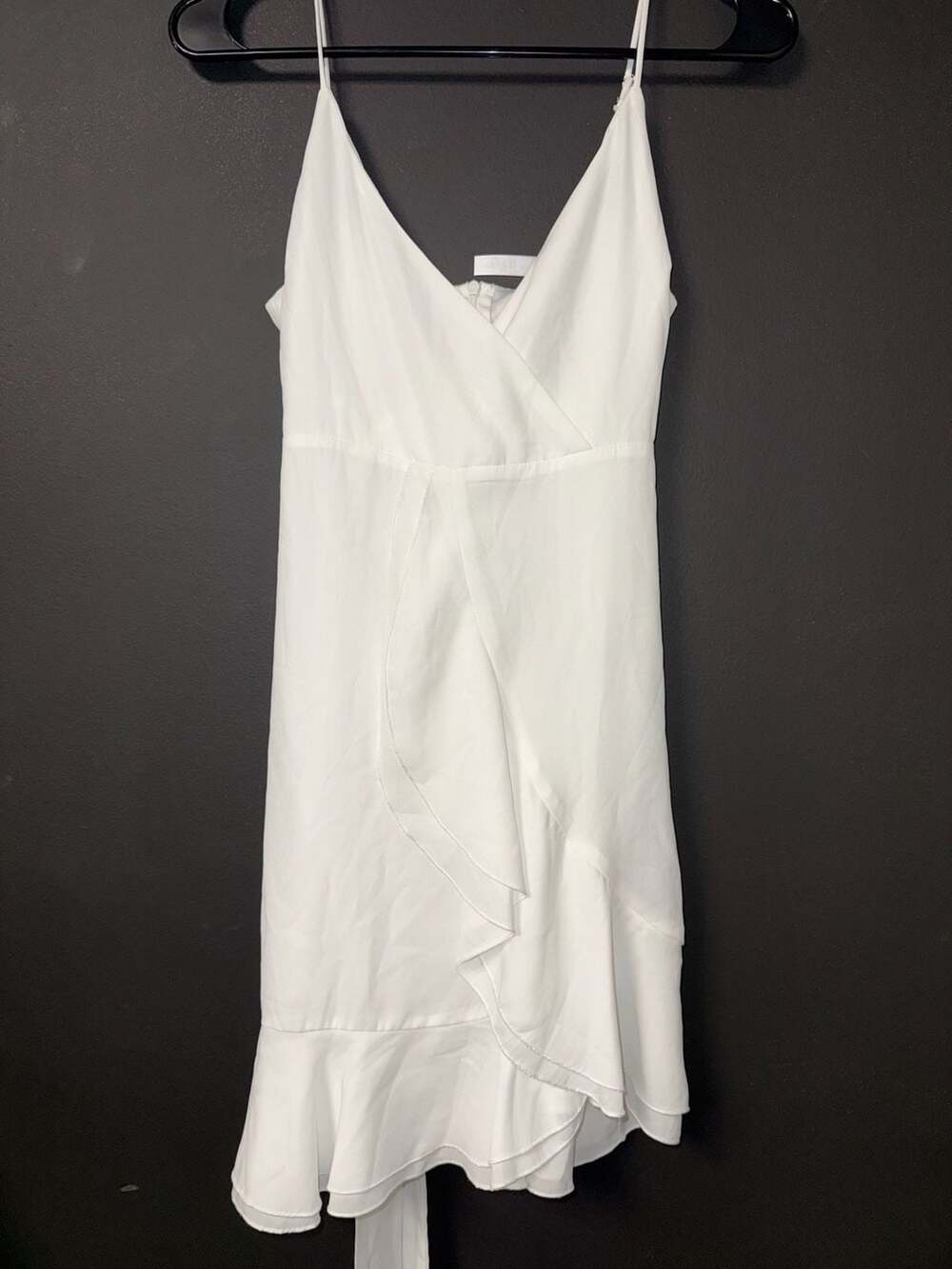Lucy in the Sky White Ruffle Wrap Mini Dress Size L